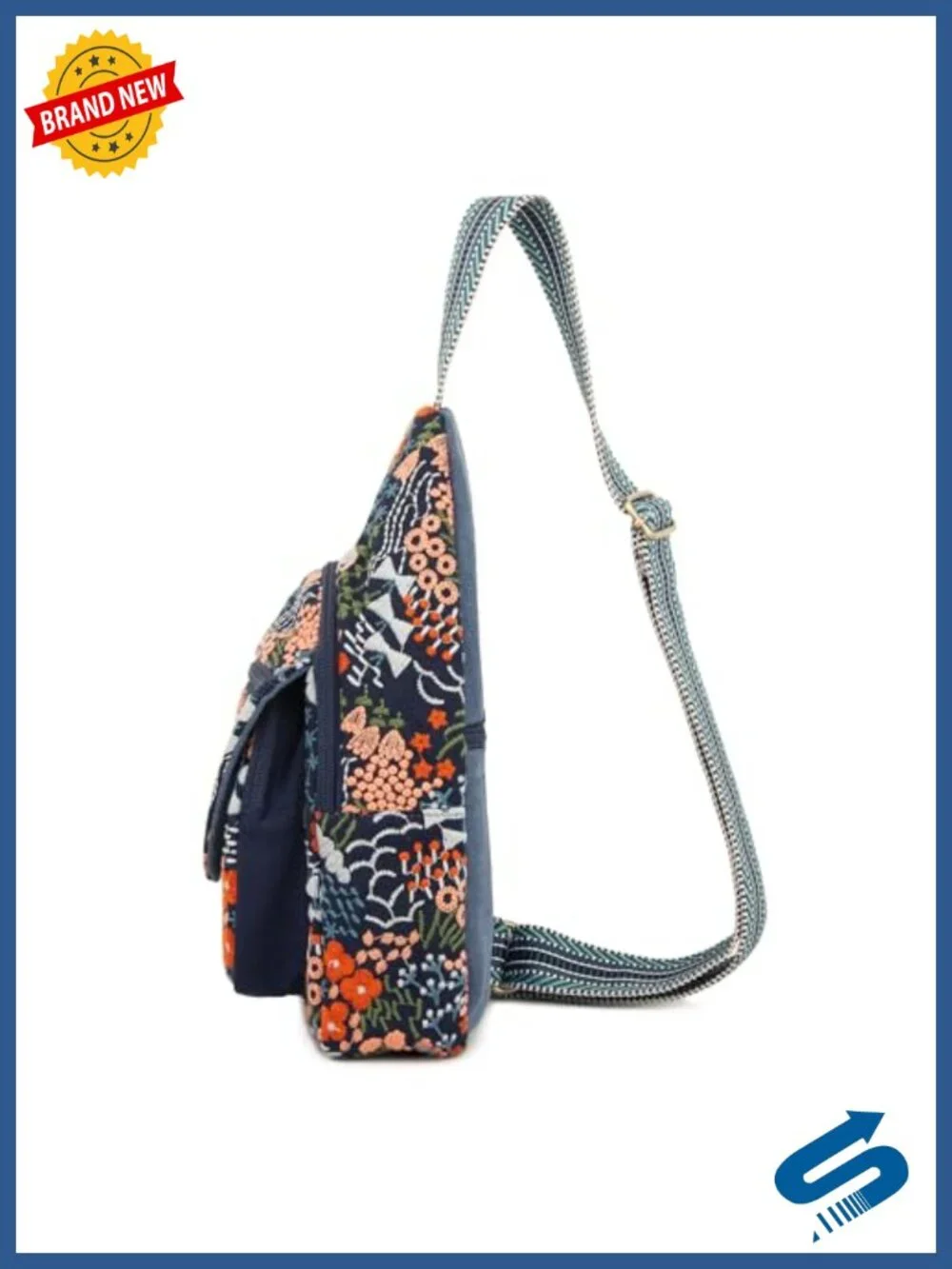 Vintage Embroidered Floral Ethnic Backpack Mini Travel Purse Canvas Crossbody